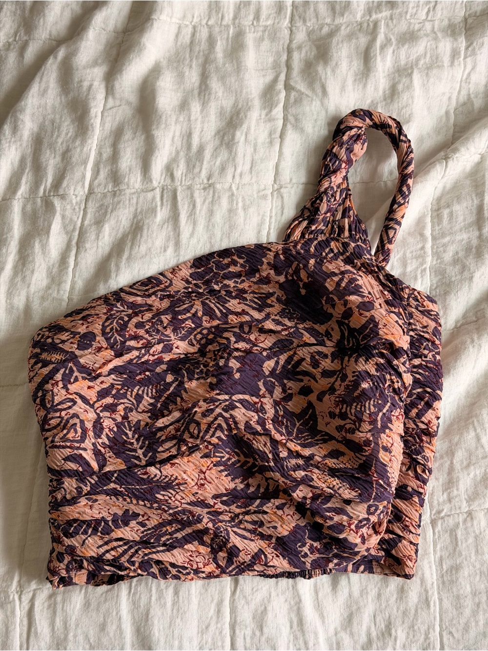 Zara One-Shoulder Printed Crop Top - M